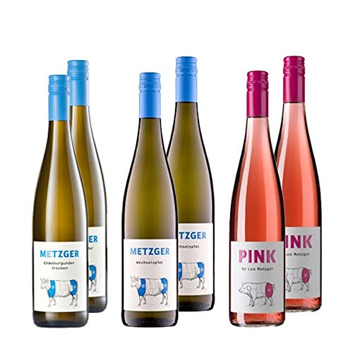 Weingut Metzger Lieblings Set | Grauburgunder trocken, Pink Rosé trocken und der Cuvée Weißwein Wechselspiel | Metzger Weine im praktischen Set (6x0,75 L) von kern-energie