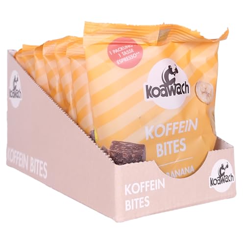 koawach Koffein Schoko Bites - Bites mit Kakao, Datteln und Koffein aus Guarana - Bio. vergan & Fairtrade (8 x 36g, Banane) von koawach