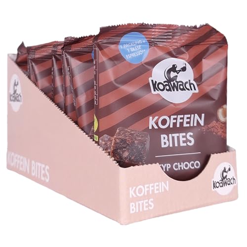 koawach Koffein Schoko Bites - Bites mit Kakao, Datteln und Koffein aus Guarana - Bio. vergan & Fairtrade (8 x 36g, Choco) von koawach