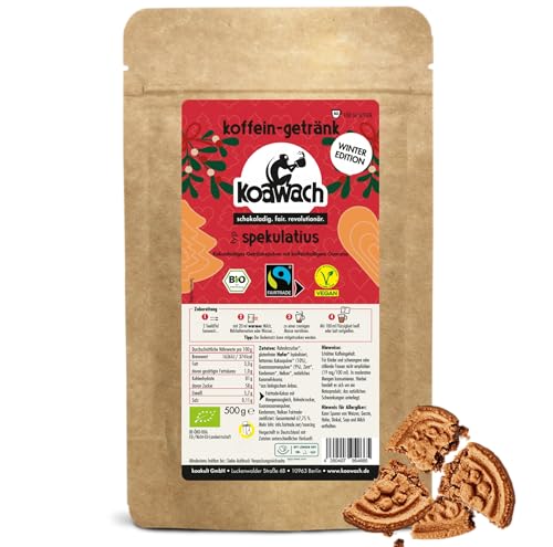 koawach Spekulatius Pulver - Bio Schokolade Vegan mit Koffein aus Guarana - Spekulatius Trinkschokolade heiß oder kalt - Energy Drink Pulver von koawach