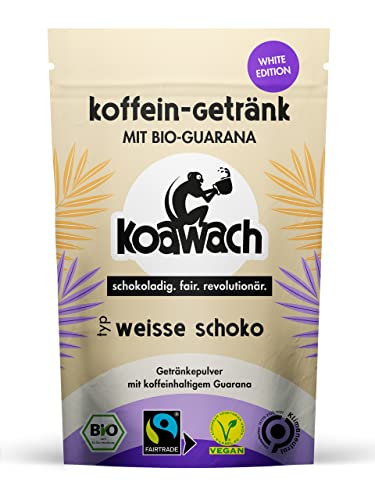 koawach Weisse Schokolade Pulver - Bio Schokolade Vegan mit Koffein aus Guarana - weiße Trinkschokolade heiß oder kalt - Energy Drink Pulver von koawach