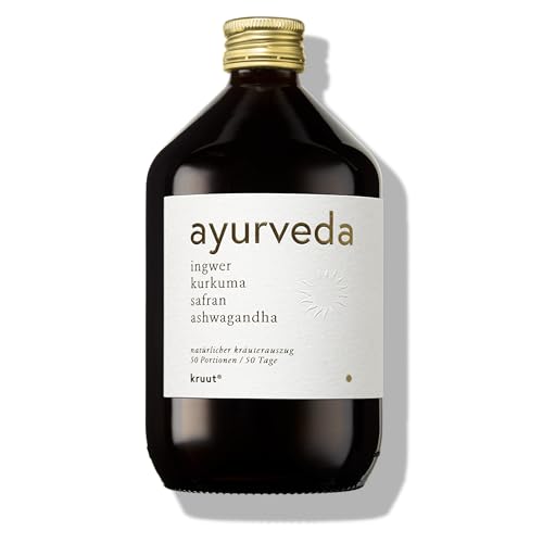 Kruut – Ayurveda Kräuterauszug bio 500ml – Goldenes Elixier aus kraftvollen Kräutern – Ingwer, Kurkuma, Kardamom, Safran & mehr – Oxymel Tinktur Kräuterdrink Sirup Kur von kruut