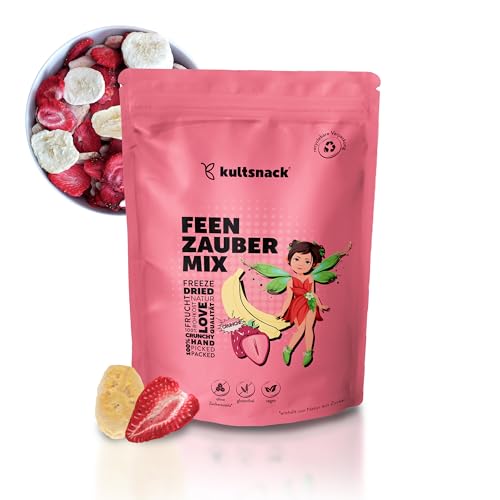 Kultsnack Feenzauber Mix 150g– Für Kinder – Gefriergetrocknete Erdbeeren und Bananen – Frucht Chips – Snack für die Schule – Ohne Zusätze – Ohne Zucker – Ungeschwefelt (Glutenfrei) von kultsnack