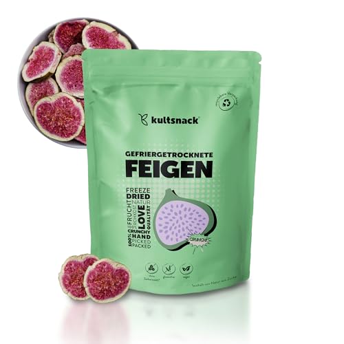 Kultsnack Gefriergetrocknete Feigen 100g– Gefriergetrocknete Früchte – Als Snack & für Müslis – Süßigkeiten Ersatz – ohne Zuckerzusatz – Pure Frucht (Vegan, Glutenfrei) von kultsnack