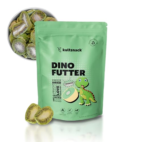 Kultsnack Gefriergetrocknete Kiwi – 100 g – Snack Für Kinder – Im Dino Comic Design – Frucht Chips – Für Zwischendurch und für Unterwegs– Ohne Zusätze – Ohne Zucker – Ungeschwefelt (Glutenfrei) von kultsnack