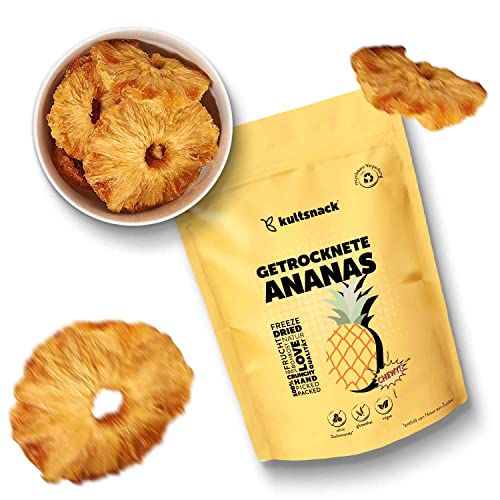 Kultsnack Getrocknete Ananas – 1000 g – Naturbelassene Premium Qualität – Ganze Ananas Scheiben ohne Zucker und Ohne Schwefel – Lecker in Bowls, Müslis und Smoothies – Ananasringe (Glutenfrei, Vegan) von kultsnack