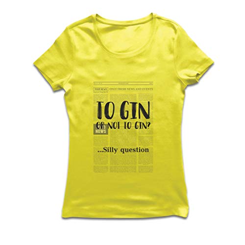 lepni.me Frauen T-Shirt Zum Gin oder nicht zum Gin Lustiges Zitat Gin-Liebhaber-Geschenk (L Gelb Mehrfarben) von lepni.me