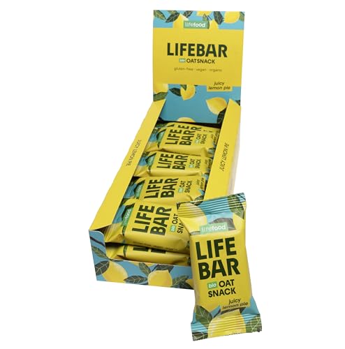 Lifefood Lifebar Haferriegel, Hafer Riegel, Haferflocken Riegel, Hafer Snack BIO Vegan Lactosefrei Glutenfrei - 15er Pack (15 x 40 g) (Zitronenkuchen) von lifefood