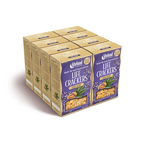 Lifefood, Life Crackers - Chia & Hemp Kräcker, Rohkost, Vegan, Bio, Glutenfrei, Ohne Zuckerzusatz, Quelle für Omega 3, Biologisch angebaut - 8er Pack (8 x 90g) von lifefood