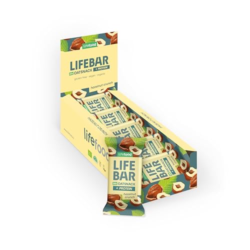 lifefood Lifebar Haferriegel, Hafer Riegel, Haferflocken Riegel, Hafer Snack BIO Vegan Lactosefrei Glutenfrei - 15er Pack (15 x 40 g) (Haselnuss Crunch) von lifefood