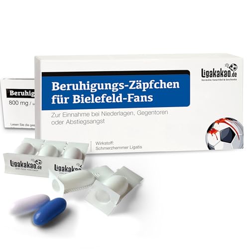 Bielefeld Fanartikel BERUHIGUNGS-ZÄPFCHEN® für Bielefeld Fans Fanartikel Geschenke - Bei Niederlagen, Gegentoren & Abstiegsangst witzige Männer Geschenke Scherzartikel Kollege Bruder Vater Freund von ligakakao