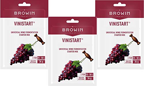 3x Vinistart - WEINHEFE + HEFENÄHRSALZ + VIT B1-34g für 50 Liter Wein - Weißwein und Rotwein Weinhefe von lilawelt24