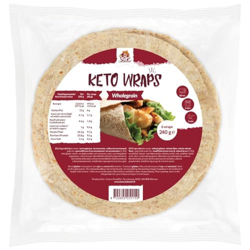 Lowcarbchef - Keto Tortilla Wraps (6 Stück) | 1,8g Kohlenhydrate pro Wrap | Vollkorn | 90% weniger Kohlenhydrate | Low Carb & KETO - für Quesadilla, Pizza von lowcarbchef