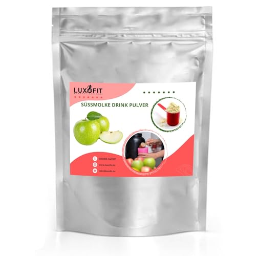 Luxofit Apfel Süßmolke Drink Pulver mit Whey Protein, L-Carnitin, Sportlerernährung, Natürliche Farbstoffe, schnelle und einfache Zubereitung, Geschmacksintensiv (1 Kg) von luxofit