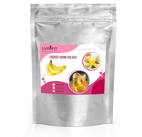 Luxofit Banane Energy Drink Pulver Getränk, allergenfrei, mit Fruchtgeschmack, einfach und schnelle Zubereitung, für Sportler geeignet, Natürliche Farbstoffe (1 Kg) von luxofit