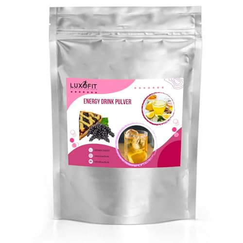 Luxofit Energydrink Pulver mit Johannisbeerkuchen Allergenfrei, leichte Zubereitung, natürliche Farbstoffe, Taurinhaltiges Getränkepulver, Geschmacksintensiv (1 Kg) von luxofit