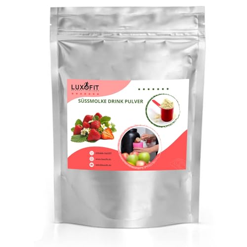 Luxofit Erdbeere Süßmolke Drink Pulver mit Whey Protein, L-Carnitin, Sportgetränk, für Sportler und Erholungssuchende, schnelle und einfache Zubereitung (1 Kg) von luxofit