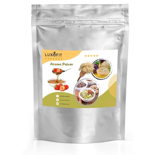 Luxofit Erdbeersirup Aroma Pulver, Aromen für Lebensmittel und Getränke, cremige und fruchtige Pulveraromen, GMO-Frei, Vegan, Made in Germany, Gastronomie-Aromen (500 g) von luxofit