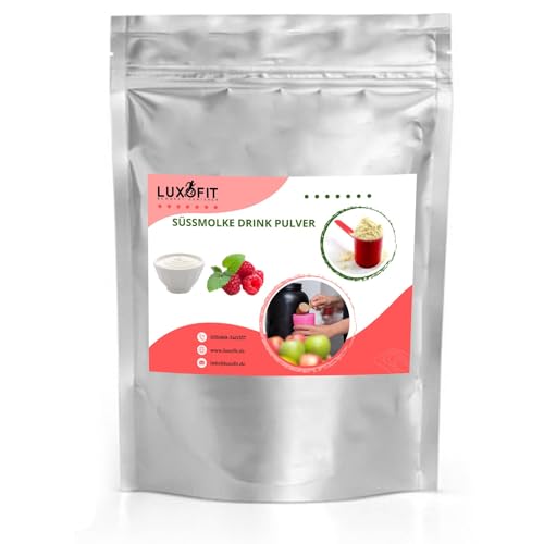 Luxofit Himbeer Joghurt Süßmolke Drink Pulver mit Whey Protein, L-Carnitin, Fitness Ergänzung, Vegetarisch, Natürliche Farbstoffe, schhnelle und einfache Zubereitung (333 g) von luxofit