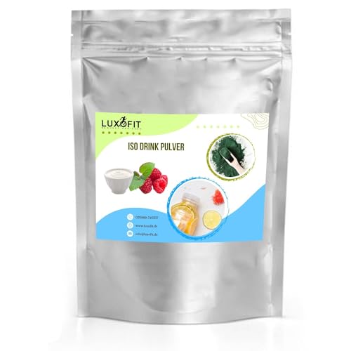 Luxofit Joghurt Himbeer Getränk isotonisch | Iso Drink Pulver, L-Carnitin, Sportgetränk, Natürliche Farbstoffe, Schnelle & einfache Zubereitung, Made in Germany (1 Kg) von luxofit