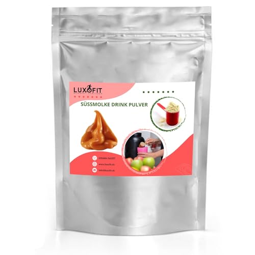 Luxofit Karamell Süßmolke Drink Pulver mit Whey Protein, Natürliche Farbstoffe, Molkendrink für Fitness und Wellness, schnelle und einfache Zubereitung, Geschmacksintensiv (1 Kg) von luxofit