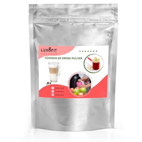 Luxofit Latte Macchiato Süßmolke Drink Pulver mit Whey Protein, Kaffeegeschmack, für Fitness und Wellness geeignet, schnelle und einfache Zubereitung, Molkepulver (333 g) von luxofit