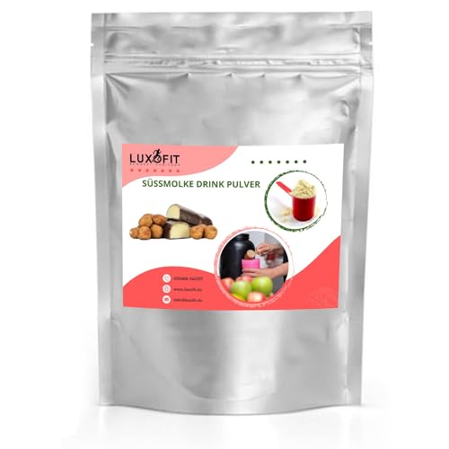 Luxofit Marzipan Süßmolke Drink Pulver mit Whey Protein, Schnelle Zubereitung, für Fitness und Wellness geeignet, für Genussmomente, für Molkedrinks, Natürliche Aromen (1 Kg) von luxofit