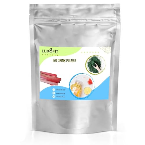 Luxofit Rhabarber Getränk isotonisch Iso Drink Pulver, L-Carnitin, Elektrolytgetränk, Geschmacksintensiv, schnelle und einfache Zubereitung, Made in Germany (1 Kg) von luxofit