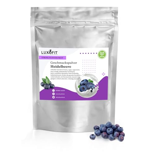 Luxofit STRONG FLAVOUR FRUIT Kalorienarmes Geschmackspulver vielseitig einsetzbar für Lebensmittel, 300 Gramm, Gesunde Ernährung, Natürliche Farbstoffe, Made in Germany (Heidelbeere) von luxofit