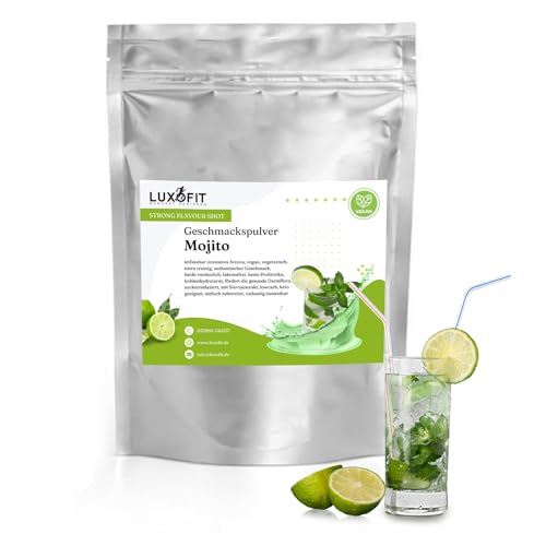 Luxofit STRONG FLAVOUR SHOT Kalorienarmes Geschmackspulver vielseitig einsetzbar für Lebensmittel, Vegan, Zuckerreduziert, Geschmacksvielfalt, Aromatisches Pulver (Mojito) von luxofit