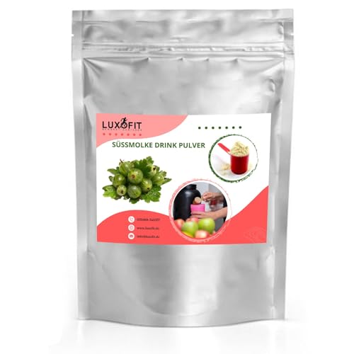 Luxofit Stachelbeere Süßmolke Drink Pulver mit Whey Protein, L-Carnitin, für Wellness und Fitness, Einfache Zubereitung, natürliche Farbstoffe, für aktive Lebensweise (1 Kg) von luxofit