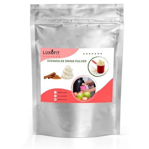 Luxofit Zimt Sahne Süßmolke Drink Pulver mit Whey Protein, Molkepulver für Fitness und Ernährung, schnelle und einfache Zubereitung, Natürliche Farbstoffe (333 g) von luxofit