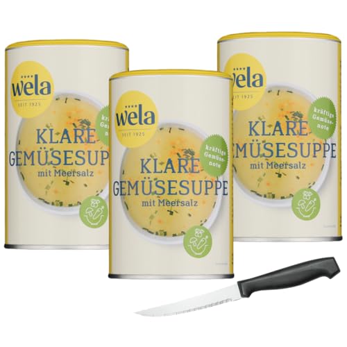 WELA Vorratspack Klare Gemüsesuppe m. kräftiger Gemüsenote und Meersalz 1/2 inkl. dem mamiherz Pizza-/Steakmesser York von mamiherz