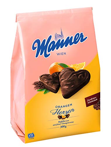 Manner Waffelherzen Orangencreme, 10er Pack (10 x 300 g) von manner