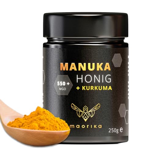 maorika - Manuka Honig 550 MGO im Glas (lichtundurchlässig) - laborgeprüft, zertifiziert aus Neuseeland (Manuka Honig mit Kurkuma) von maorika