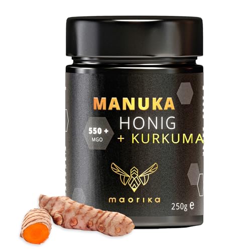 maorika - Manuka Honig 550 MGO mit Kurkuma 250g im Glas (lichtundurchlässig) - laborgeprüft, zertifiziert aus Neuseeland von maorika