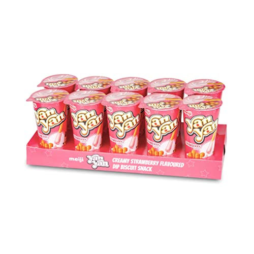 meiji Yan Yan Kekse (10 Stück, Erdbeere), raffiniertes Weizenmehl, Milchfeststoffe, 50 g von meiji