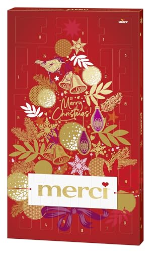 merci Adventskalender 2024 (1 x 263g) – 24 erlesene merci Schokoladen-Spezialitäten – Schoko-Kalender zu Weihnachten mit liebevollen Sprüchen von merci Finest Selection