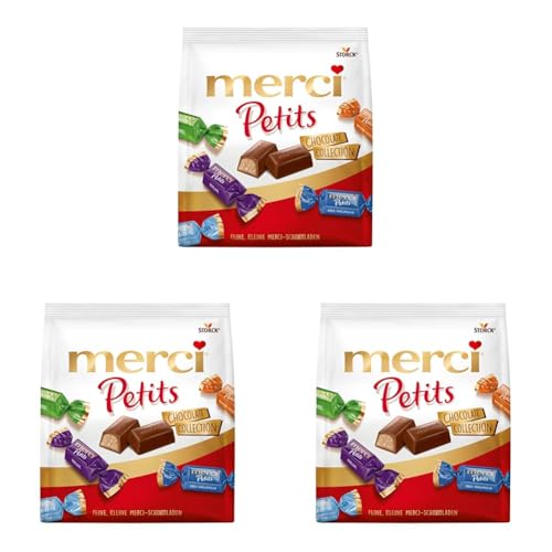 merci Petits Chocolate Collection – 1 x 200g – Mix aus nicht gefüllten und gefüllten Schokoladen-Spezialitäten (Packung mit 3) von merci Petits