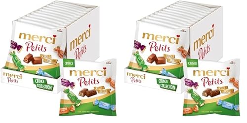 merci Petits Crunch Collection – 12 x 125g – Mix aus nicht gefüllten und gefüllten Schokoladen-Spezialitäten (Packung mit 2) von merci Petits