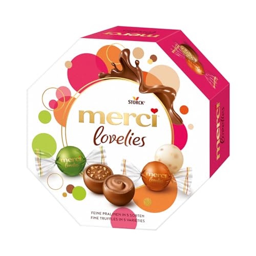 merci lovelies Classic – 1 x 185g – Pralinenmischung mit gefüllten Schokoladen-Spezialitäten (Packung mit 6) von merci lovelies