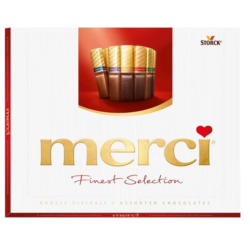 merci Finest Selection Gran Variedad (1 x 250 g), caja de bombones para regalar, surtido de bombones de 8 especialidades de chocolate con y sin relleno, sin gluten von merci