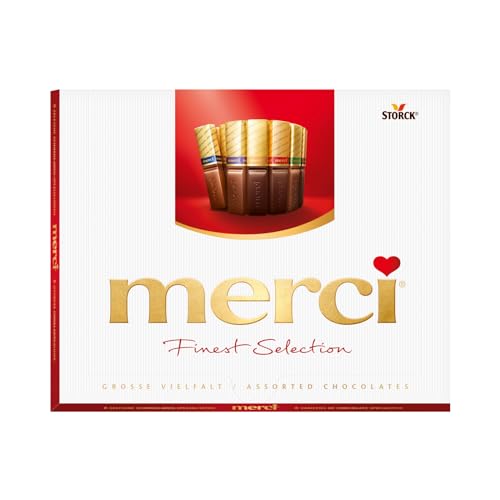 merci Finest Selection Große Vielfalt – 1 x 250g – Gefüllte und nicht gefüllte Schokoladen-Spezialitäten (Packung mit 10) von merci