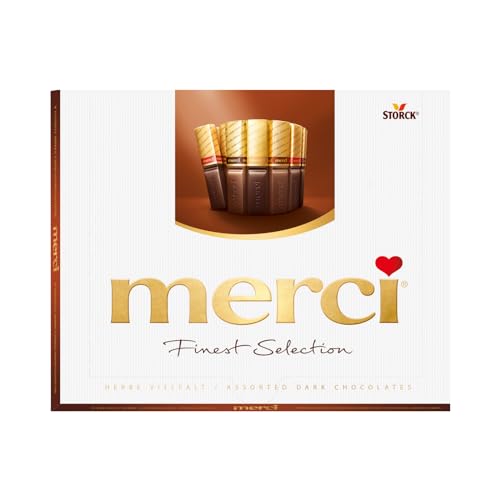 merci Finest Selection Herbe Vielfalt – 1 x 250g – Gefüllte und nicht gefüllte Schokoladen-Spezialitäten (Packung mit 6) von merci