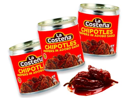 Chipotle Chili in Adobo Sauce von La Costeña – 3er Pack (je 199 g) – Rauchig-scharfe Chilis in würziger Tomatensauce – Ideal für mexikanische Gerichte von mexhaus