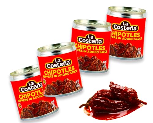 Chipotle Chili in Adobo Sauce von La Costeña – 4er Pack (je 199 g) – Rauchig-scharfe Chilis in würziger Tomatensauce – Ideal für mexikanische Gerichte von mexhaus