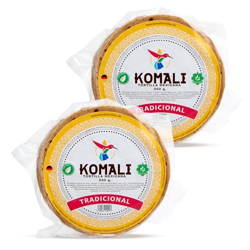 Komali Gelbe Maistortillas Mexikanische Tortilla - (Pack von 2) je 500g / 15cm/20 Stück - 100% Mais Tortillas, Tortillas de Maiz von mexhaus