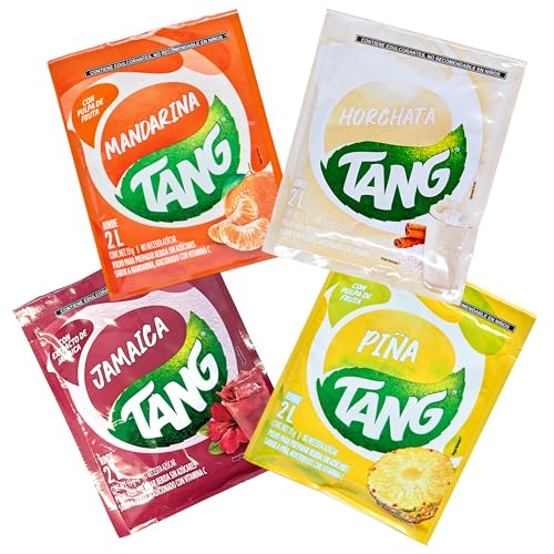 TANG Instant Getränkepulver (Pack von 4) – Geschmack Horchata, Mandarin, Hibiskus und Ananas – je 14g - 100% Mexiko - authentischer mexikanischer Geschmack von mexhaus