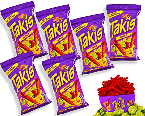 Takis Chips Fuego Chips Box - (Pack von 6) je 56g - Chips Grosspackung Chips scharf von mexhaus