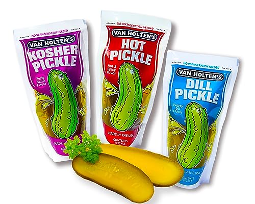 Van Holten Pickle - Saure Gurken in Pouch Set mit Hot Pickle, Dill Pickle und Garlic Pickle (Pack von 3), Sour Pickle Mix von mexhaus